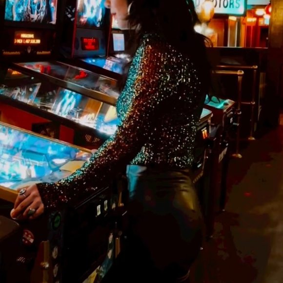 Way Out Sequin Stretch Mock Turtleneck from Gold Dogs - Picture 7 of 7